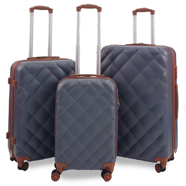 Grey Hard Shell Suitcase Luggage Set Travel Bag