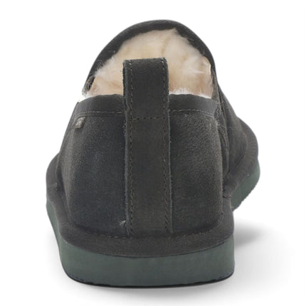 Men's Olive Green Genuine Sheepskin Suede Slipper Winter Moccasins - Cedar