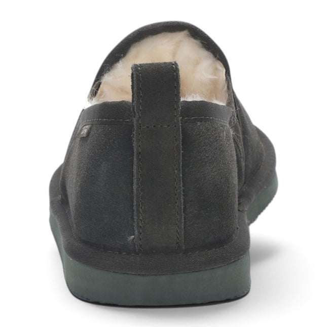 Men's Olive Green Genuine Sheepskin Suede Slipper Winter Moccasins - Cedar