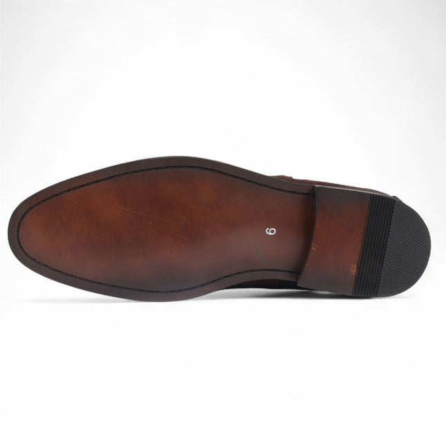 Men's Brown Suede Chelsea Boots Real Leather Lined Slip-On