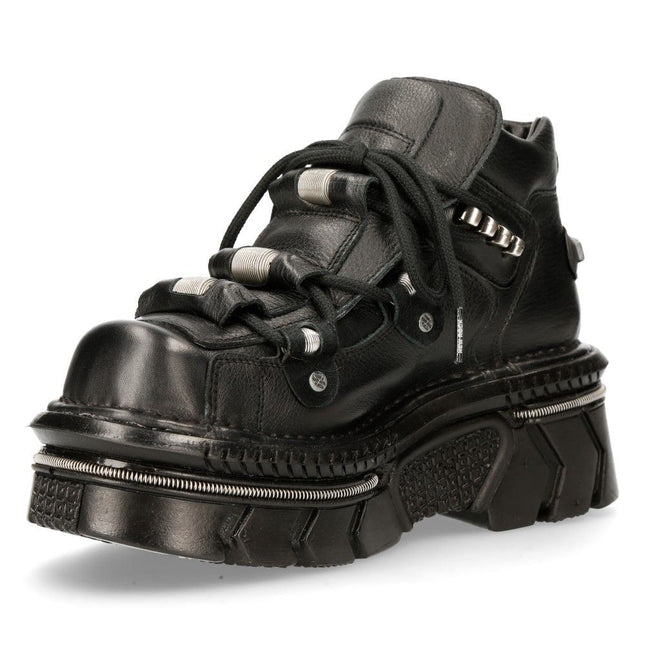 New Rock Unisex Metallic Black Leather Gothic Techno Boots - M-215-S6