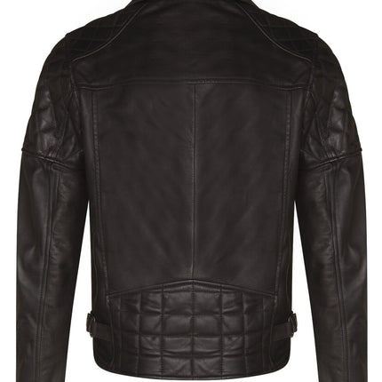 Mens Cross Zip Leather Biker Jacket - Gibraltar