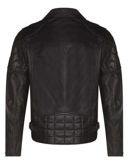 Mens Cross Zip Leather Biker Jacket - Gibraltar