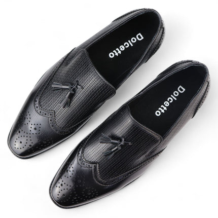 Men's Black Tassel Moccasin Loafers Smart Slip-On Dress Shoes