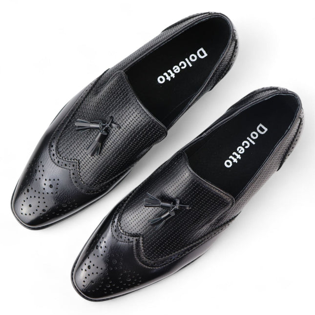 Men's Black Tassel Moccasin Loafers Smart Slip-On Dress Shoes