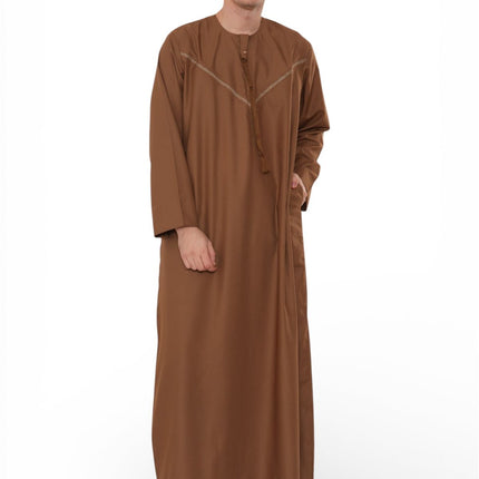 Men's Eid Camel Brown Moroccan Thobe Robe Djellaba Ramadan Eid Jubba- HM10