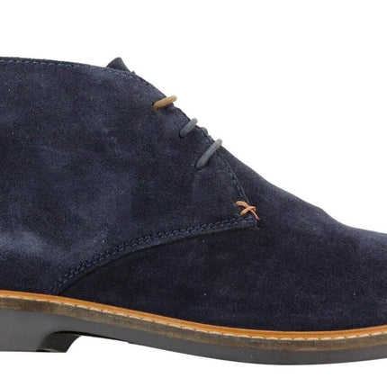 Mens Navy Suede Lace Up Chukka Boots