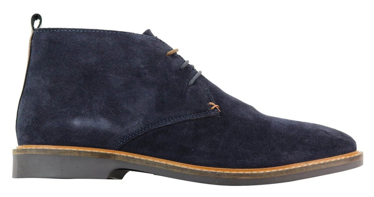 Mens Navy Suede Lace Up Chukka Boots