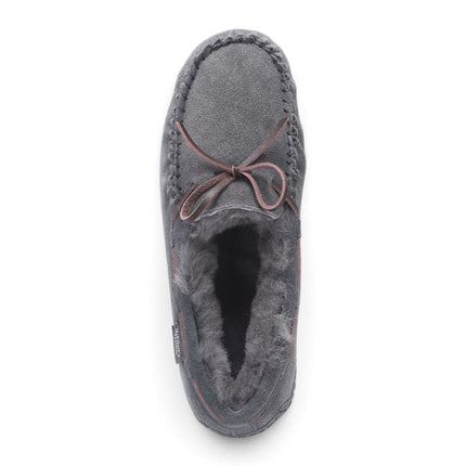 Women's Grey Genuine Sheepskin Moccasin Winter Slippers - Aspen