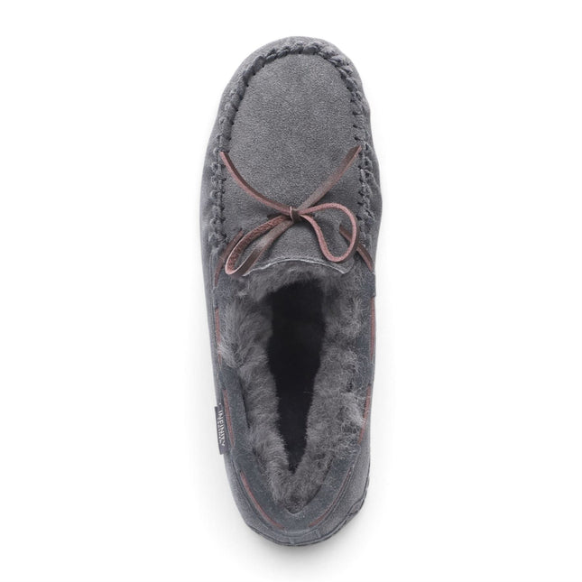 Women's Grey Genuine Sheepskin Moccasin Winter Slippers - Aspen