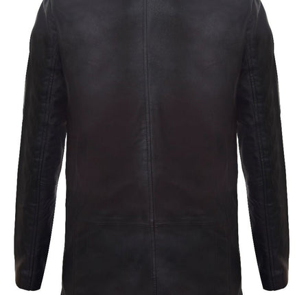 Mens 3/4 Black Leather Cromby Coat-Rosario