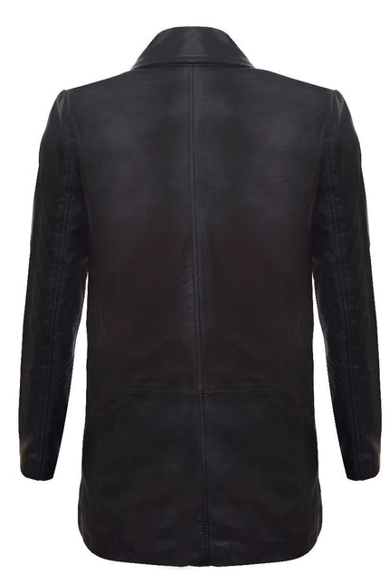 Mens 3/4 Black Leather Cromby Coat-Rosario