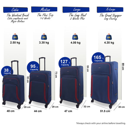 Soft Shell Suitcase Luggage Set Travel Light Carry On Cabin Bag