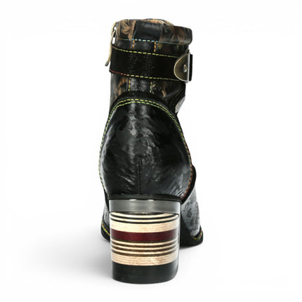 Laura Vita Women's Victorian Floral Black Leather Lace-Up Ankle Boots - Idcorao-10