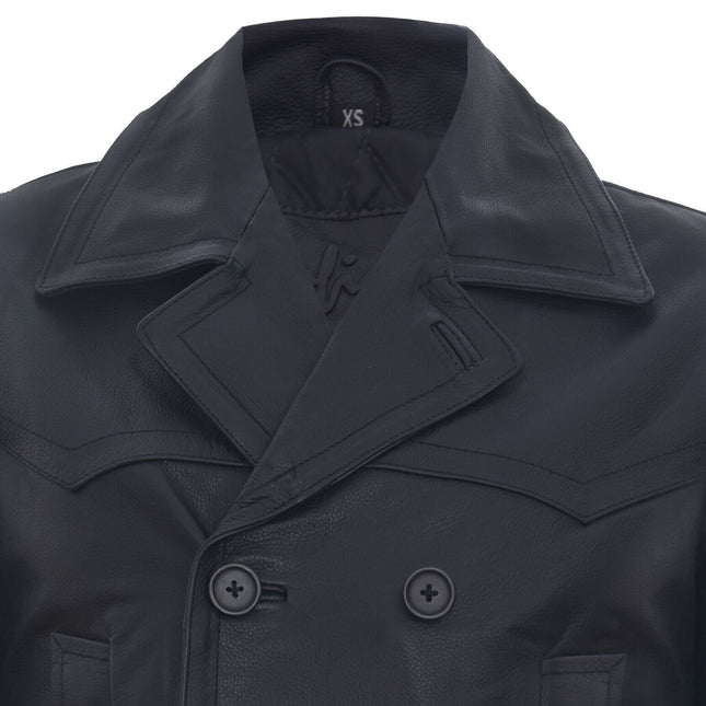 Mens Cowhide Leather Peacoat-Krakaw