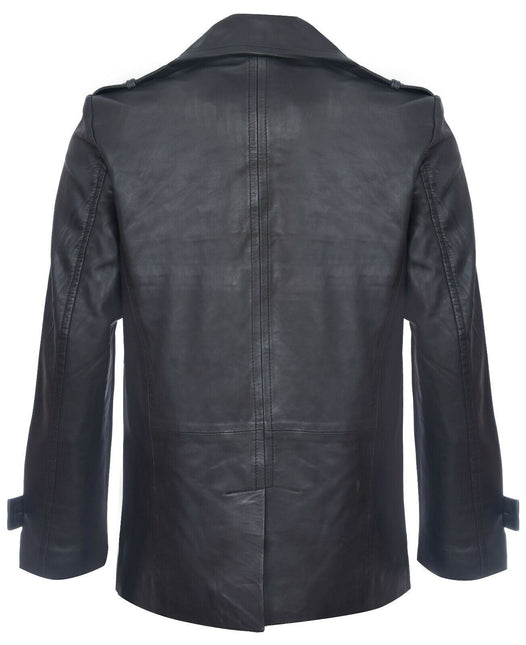Mens Leather Peacoat-Amara