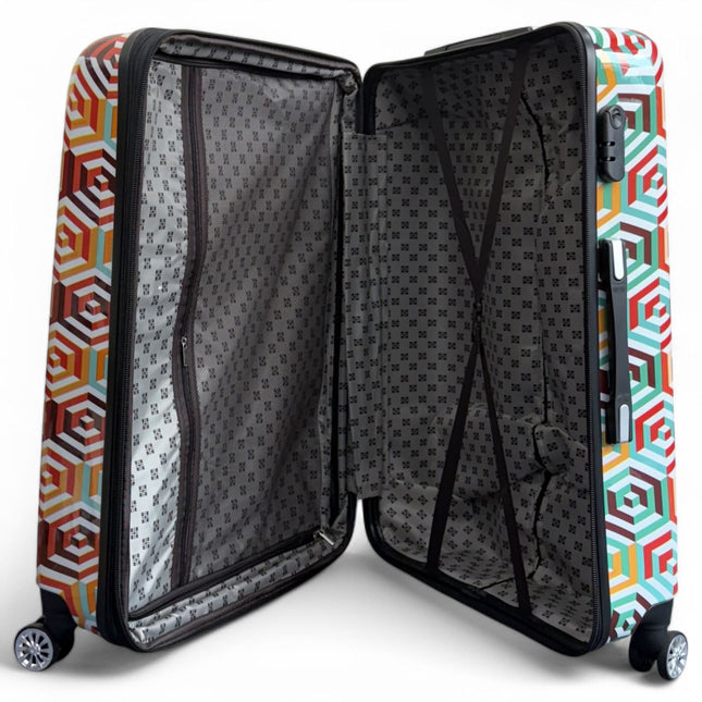 Strong Expandable Hard Shell Dual 4 Wheel Suitcase Set Print Luggage Cabin Travel Bag