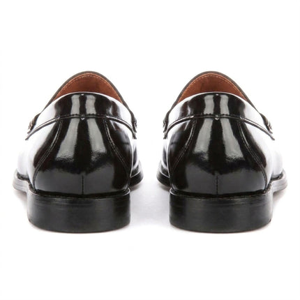 Justin Reess Men's Black Leather Penny Polished Loafers Shoes - Joseph