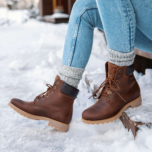 Panama Jack 03 Ladies Brown Waterproof Leather Lace Up Hiking Ankle Boots