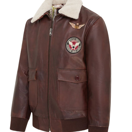 Men's Top Gun Air Force A2 Brown Aviator Bomber Cowhide Leather Jacket