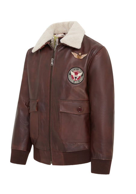 Men's Top Gun Air Force A2 Brown Aviator Bomber Cowhide Leather Jacket