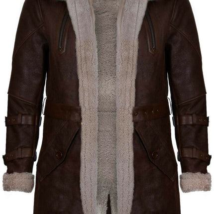 Mens 3/4 Warm Leather Sheepskin Trench Coat-Medina