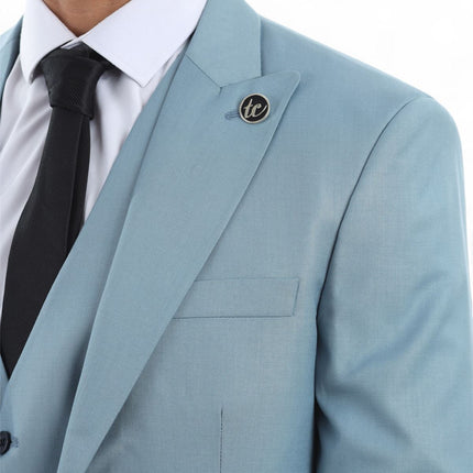 Men's 3 Piece Plain Blue Work Formal Suit