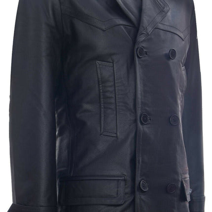 Mens Cowhide Leather Peacoat-Krakaw