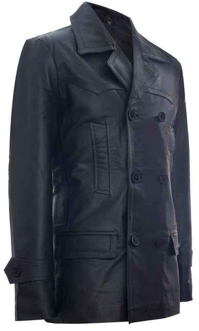 Mens Cowhide Leather Peacoat-Krakaw