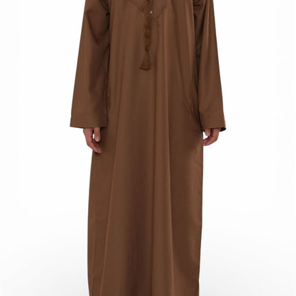 Kids Boys Eid Camel Brown Moroccan Jubba Robe Djellaba Ramadan Eid Thobe - K-HM11