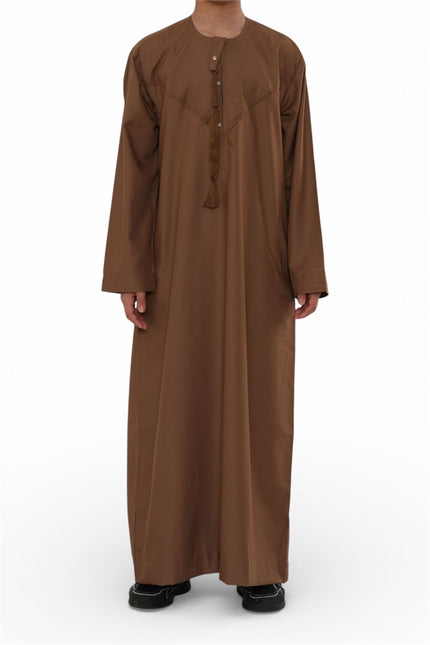 Kids Boys Eid Camel Brown Moroccan Jubba Robe Djellaba Ramadan Eid Thobe - K-HM11