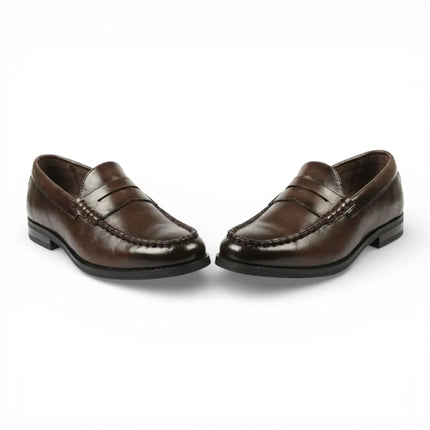 Mens Brown PU Leather Formal Dress Penny Loafers Casual Shoes