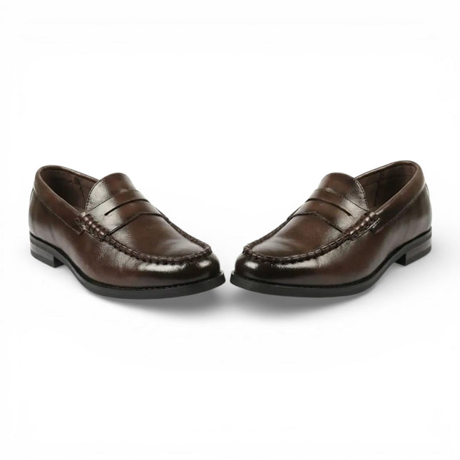 Mens Brown PU Leather Formal Dress Penny Loafers Casual Shoes