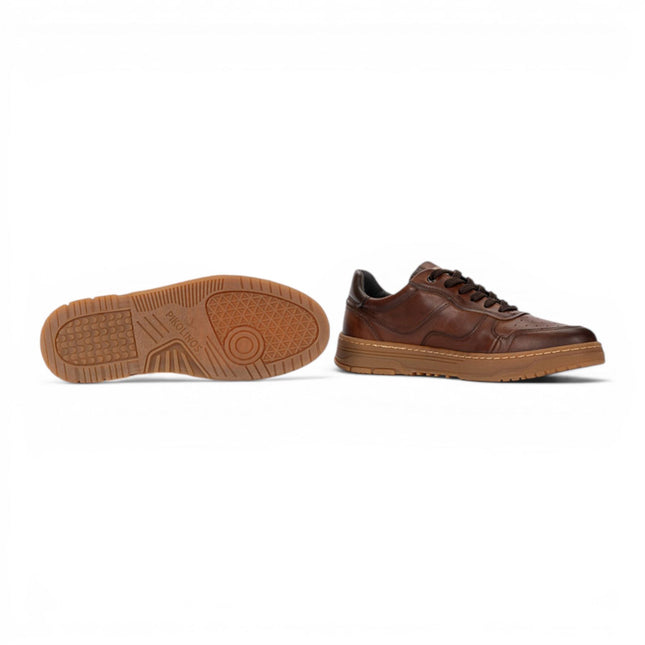 Pikolinos Men's Brown Leather Sneaker Trainers Lace-Up Sports Shoes - Salinas