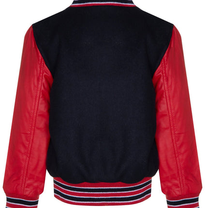 Kids Varsity Bomber Jacket with Real Leather Sleeves