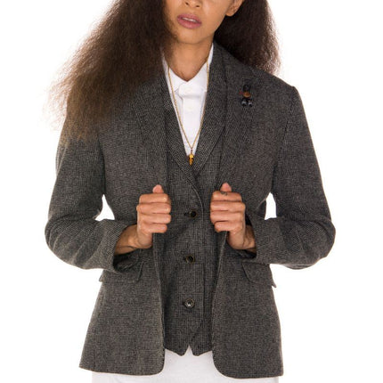 Womens Tweed 1920s Herringbone Grey Blazer