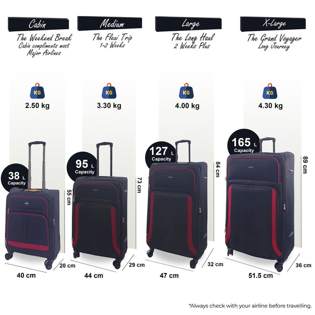 Soft Shell Suitcase Luggage Set Travel Light Carry On Cabin Bag