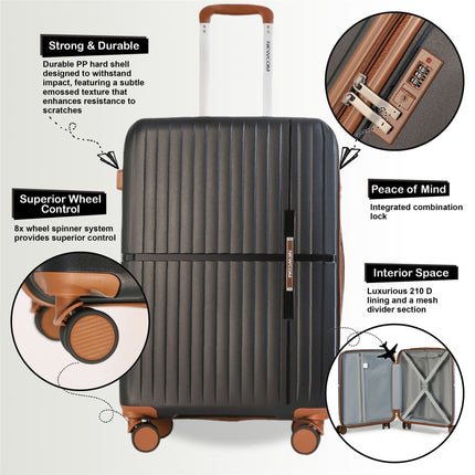 Strong Hard Shell Suitcase Set 8 Wheel Cabin Luggage Holiday Travel Case