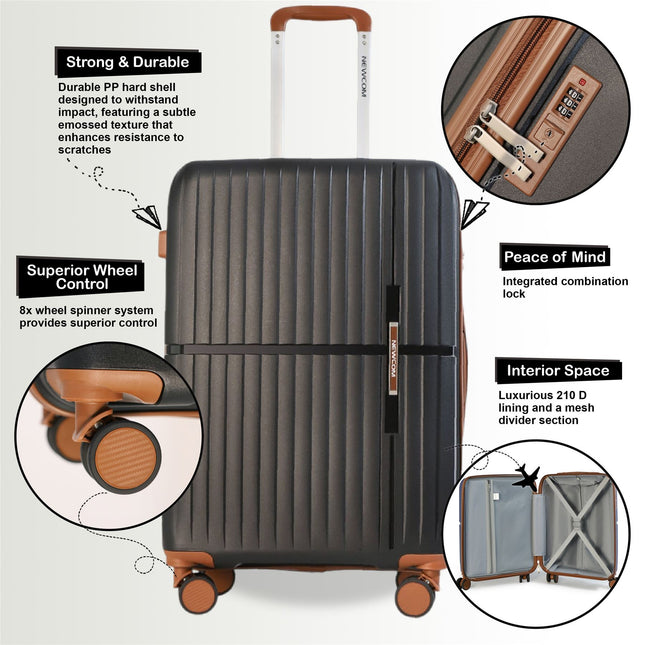 Strong Hard Shell Suitcase Set 8 Wheel Cabin Luggage Holiday Travel Case