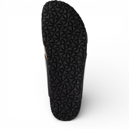 Tamaris Men's Black Leather Slip-On Footbed Slipper Sandals