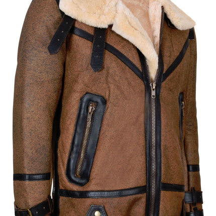 Mens Brown Vintage Pilot B3 Sheepskin Jacket- KNOXVILLE