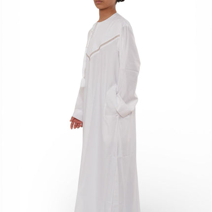 Kids Boys Eid White Moroccan Thobe Robe Djellaba Ramadan Eid Jubba- K-HM10