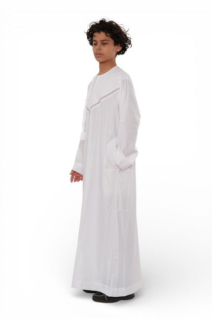 Kids Boys Eid White Moroccan Thobe Robe Djellaba Ramadan Eid Jubba- K-HM10