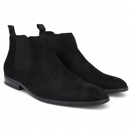 Men's Black Suede Chelsea Boots Real Leather Lined Slip-On