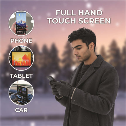 Men’s Black Italian Leather Warm Wool Lining Winter Gloves - M-LGV-405