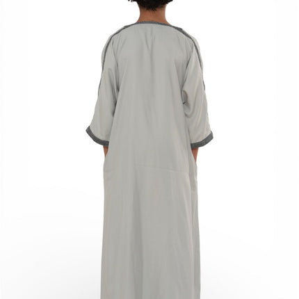 Kids Boys Grey Moroccan Thobe Robe Eid Djellaba Gandoura Jubba- K-HM65