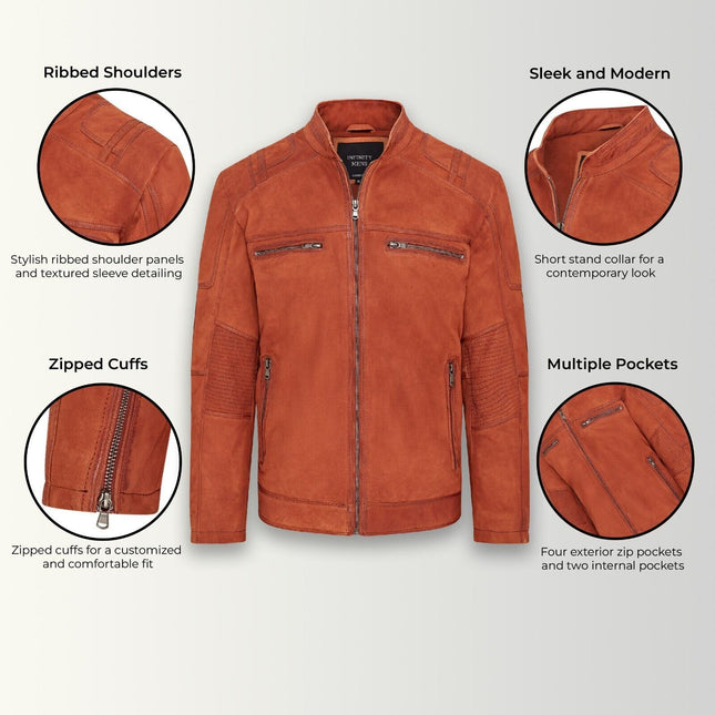 Mens Buff Leather Café Racer Biker Jacket - Jinan