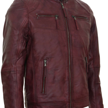 Mens Moto Leather Biker Jacket-Taiwan