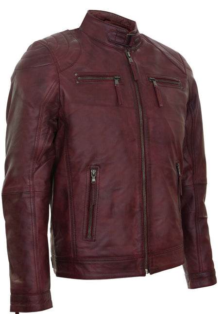 Mens Moto Leather Biker Jacket-Taiwan