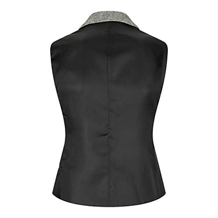 Womens Tweed 1920s Herringbone Light Grey Waistcoat